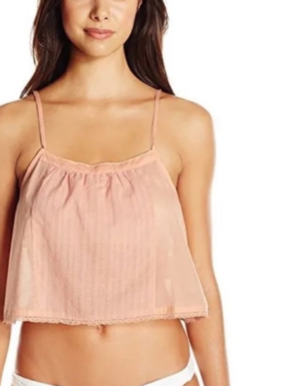 MINKPINK Swim Coverup Woven Sandbar Crop Boho Summer Baby Cami Tank Top Peach L